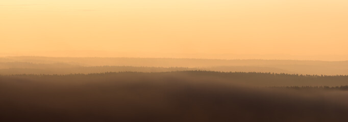 The dreamy view on a foggy morning in central Germany