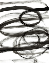 Black and White Background. Abstract black dry brush strokes. Contemporary  Art Work.