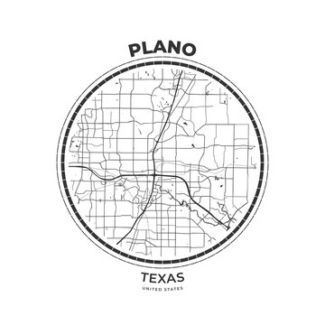 T-shirt Map Badge Of Plano, Texas