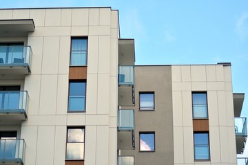 Obraz premium Abstract fragment of contemporary architecture. Residential modern building
