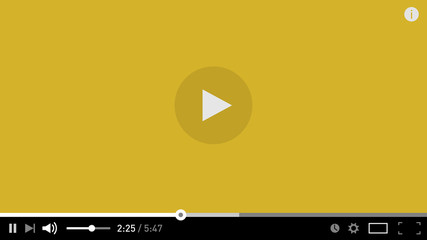 Yellow simple modern video player design template for web and mobile apps flat style. Vector illustration