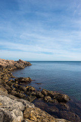 Fototapeta na wymiar The mediterranean sea in Ametlla de mar, Costa daurada