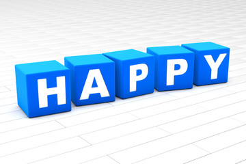 3D rendered illustration of the word Happy.
