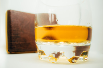 A beautiful glass of Irish wiskey an alcoholic beverage isolated on a white background
