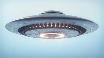 Fotobehang Niet-geïdentificeerd vliegend object uitknippad. Ongeïdentificeerd vliegend object. UFO met het knippen inbegrepen weg. © ktsdesign
