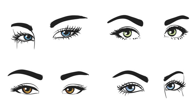 Female eyes of different lenses colors