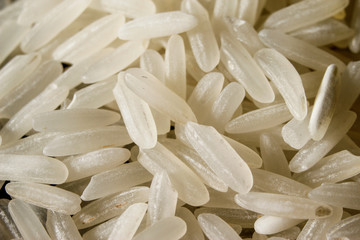 White long rice grains macro background