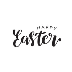 Happy Easter calligraphy design. Hand drawn lettering text can be used for logo, badge, icon, poster. Vector Template for invitation, greeting card, web, postcard