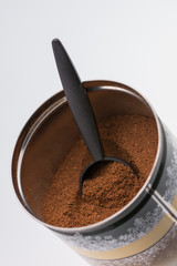  ground coffee in   a metal box