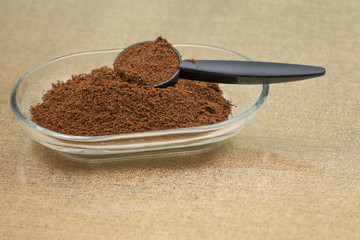  ground coffee in  glass bowl