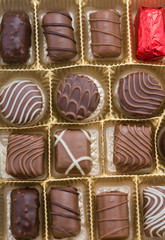 Box of gourmet bonbons, aka bon-bons and truffles, pralines box