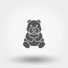 Teddy bear. Toy. Icon. Vector. Silhouette. Flat.