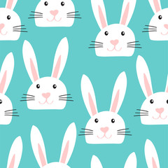 Cute seamless pattern with white easter bunny
