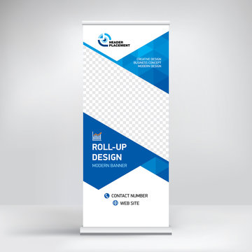 Roll-up banner design, background for placing advertising information. Banner for exhibitions, presentations, conferences, seminars, modern abstract style for the promotion of goods and services