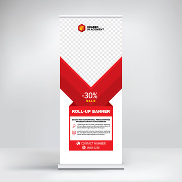 Roll-up banner design, background for placing advertising information. Banner for exhibitions, presentations, conferences, seminars, modern abstract style for the promotion of goods and services