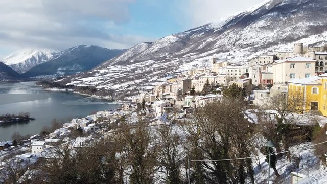 The beautiful village of Barrea during winter season. Province of L'Aquila, Abruzzo, Italy.