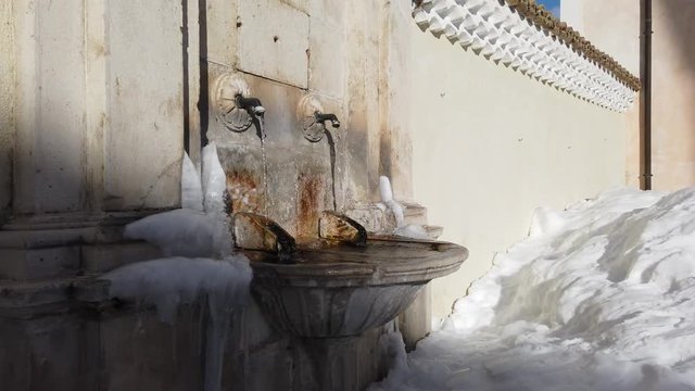 The beautiful village of Barrea during winter season. Province of L'Aquila, Abruzzo, Italy.