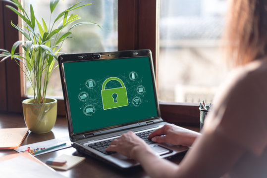 Cyber security concept on a laptop screen