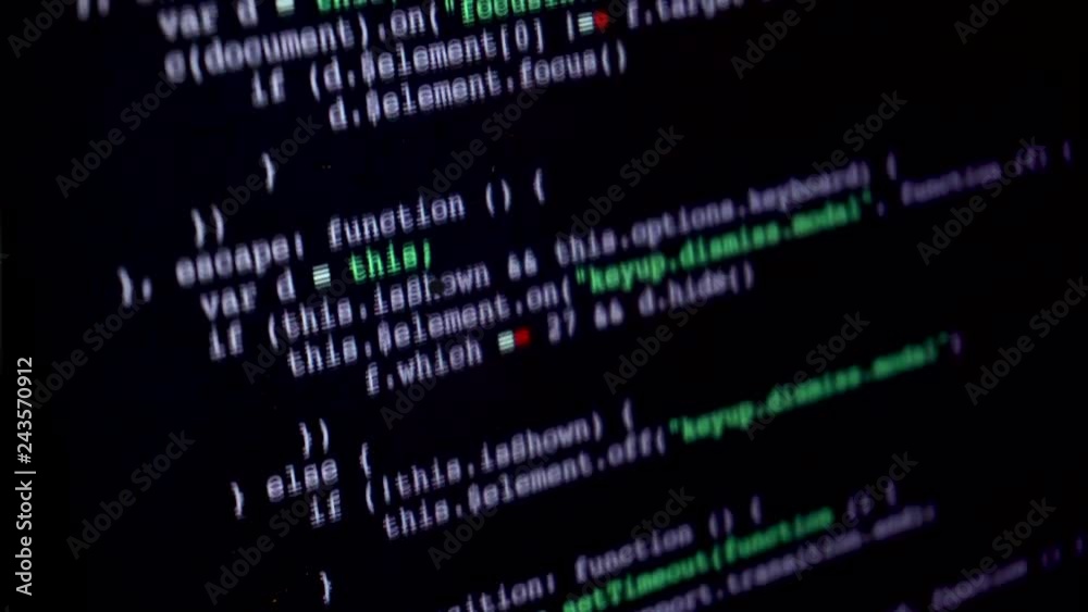 Wall mural fast scrolling programming or html code over screen