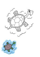 turtle funny vector colring image