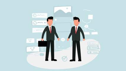 Flat design business people concept for project management, business meeting, working process. Vector illustration for web banner, business presentation, advertising material