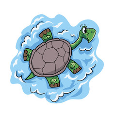 Happy cartoon turtle character