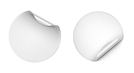 Set of realistic curled self-adhesive stickers with different angles isolated on white background. Vector illustration ready for your design. EPS10.