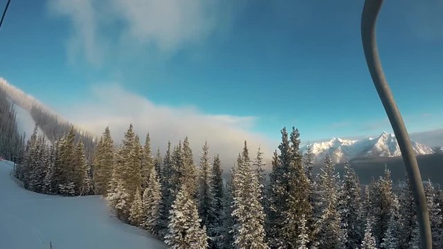 Going Up On Silver Chair At Nakiska Kii Resort