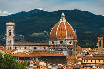 Fototapeta premium view of the Duomo of Florence with its characteristic dome designed by Brunelleschi