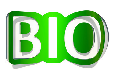 Bio green inscription cut from paper, 3D rendering