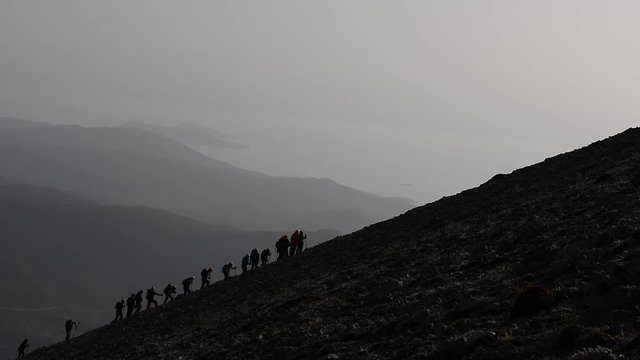 trekking activity of mountaineer group