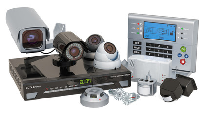 Home Surveillance Electronics. 3D rendering