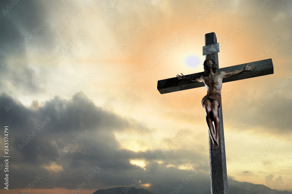 Wall mural jesus christ on the cross, 3d render