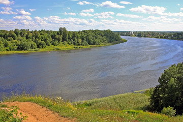 Fototapeta premium Valley of the Volkhov river in Old Ladoga, Russia