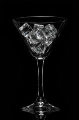 Glass wine glass with ice
