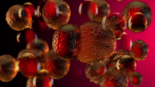 cancer cell absorbs healthy cell render 3d