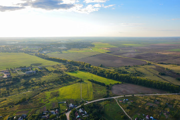 Rural landscape at sunset top view