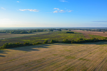 Beautiful  top view of summer rural landscape of Moscow region, Russia