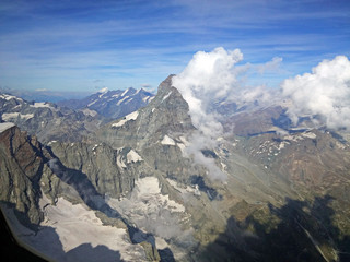 cervino Matterhorn. Aerial View from glider. Italian   Alps