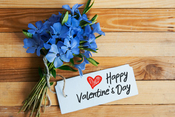 text Happy Valentine's Day card with flowers 