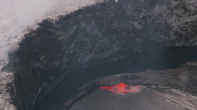 Big Island, Hawaii circa-2018.  Aerial view of Kīlauea Volcano.  Shot with Cineflex and RED Epic-W Helium. 