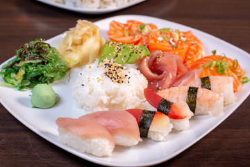 Sushi Roll with salmon fish most famous Japanese food