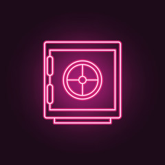 safe icon. Elements of Crime Investigation in neon style icons. Simple icon for websites, web design, mobile app, info graphics