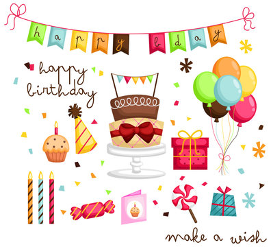 a birthday image with many objects