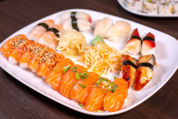 Sushi Roll with salmon fish most famous Japanese food