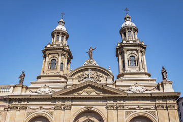 Fototapeta na wymiar Santiago Metropolitan Cathedral at Plaza de Armas Square - Santiago, Chile