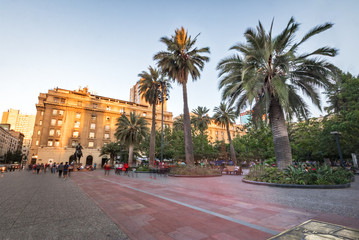Fototapeta na wymiar Plaza de Armas Square in downtown Santiago - Santiago, Chile
