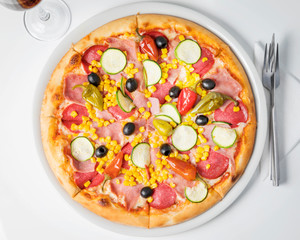 Italian Pizza, Provinciale - Delicious Pizza, beautifully arranged on a white table cloth