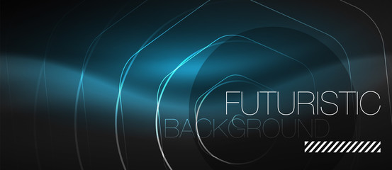 Black and glowing color lines neon design, magin techno template background