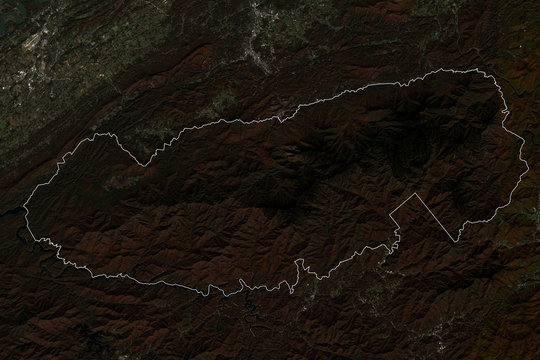 High resolution satellite image of Great Smoky Mountains national park with boundary - contains modified Copernicus Sentinel data [2018]